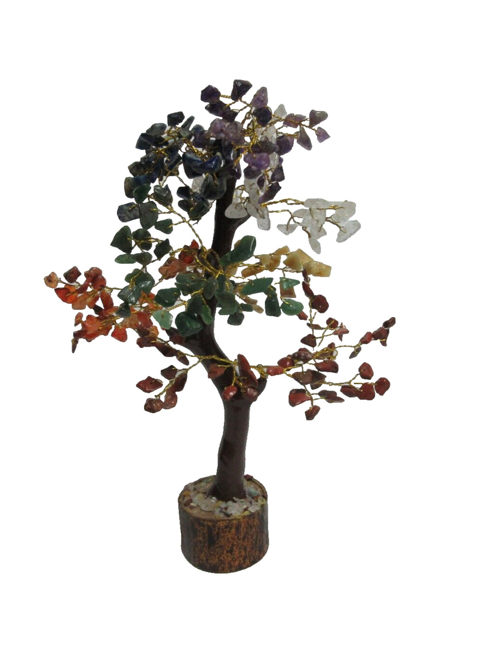 Large 7 Chakra Crystal Gemstone Bonsai Money Tree Good Luck Prosperity FengShui
